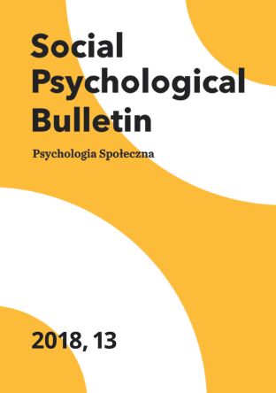 Social Psychological Bulletin (Psychologia Społeczna) 2018, 13(1-4)